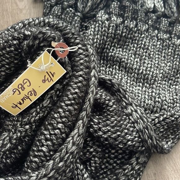 Michael Kors Brushed Shine Pullover Fringe Scarf-grey-one Size - Picture 3 of 4